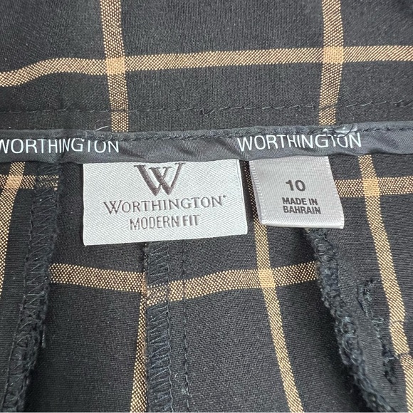Worthington Modern Fit Plaid Dress Suit Pants Black And Tan Women’s Size 10 - Picture 3 of 9